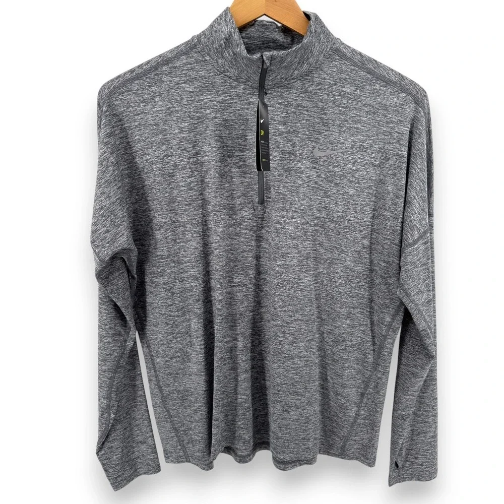 Nike Dri-FIT Running‎ Quarter Zip Long Sleeve Pullover Top Gray XL